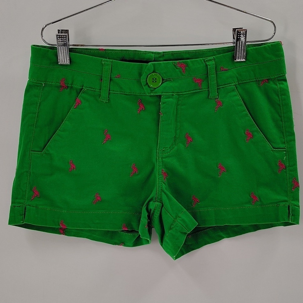 Freestyle Revolution shorts Flamingos size 5 Green Pink Midrise Stretch